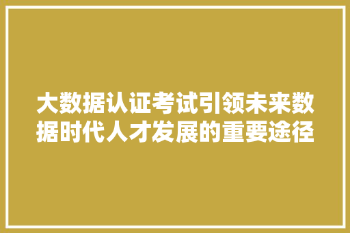 大数据认证考试引领未来数据时代人才发展的重要途径