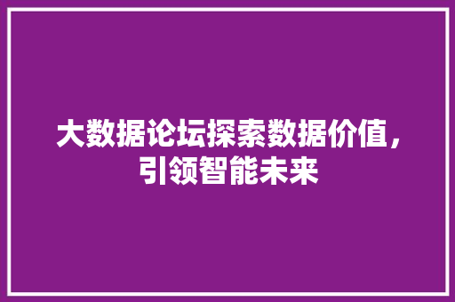 大数据论坛探索数据价值，引领智能未来