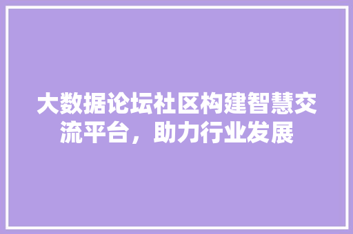 大数据论坛社区构建智慧交流平台，助力行业发展