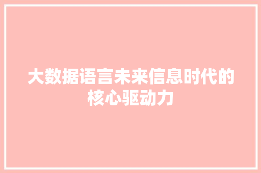 大数据语言未来信息时代的核心驱动力