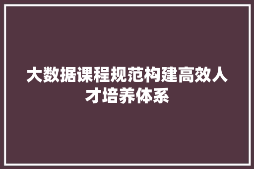 大数据课程规范构建高效人才培养体系