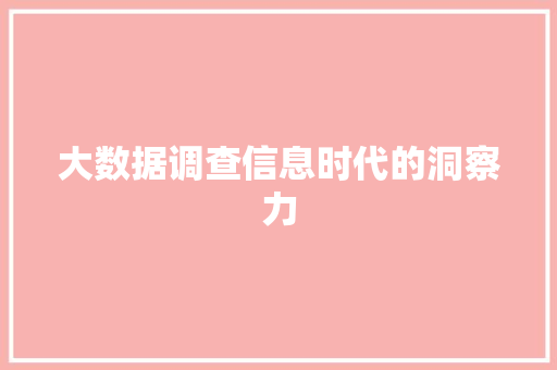 大数据调查信息时代的洞察力
