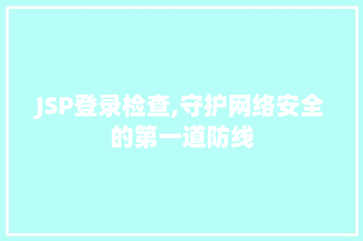 JSP登录检查,守护网络安全的第一道防线