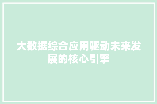 大数据综合应用驱动未来发展的核心引擎