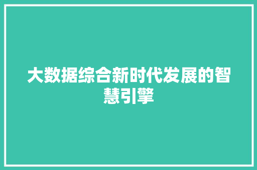 大数据综合新时代发展的智慧引擎