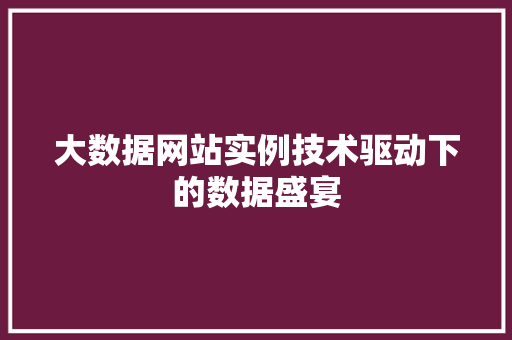 大数据网站实例技术驱动下的数据盛宴