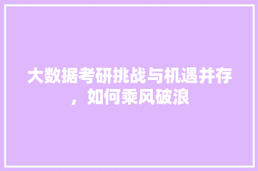 大数据考研挑战与机遇并存，如何乘风破浪