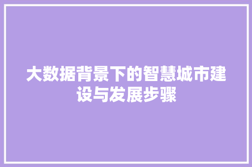 大数据背景下的智慧城市建设与发展步骤