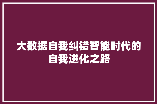大数据自我纠错智能时代的自我进化之路
