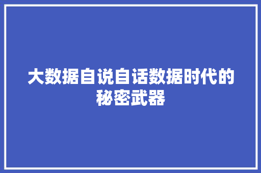 大数据自说自话数据时代的秘密武器