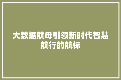 大数据航母引领新时代智慧航行的航标