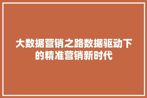 大数据营销之路数据驱动下的精准营销新时代