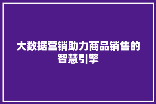 大数据营销助力商品销售的智慧引擎