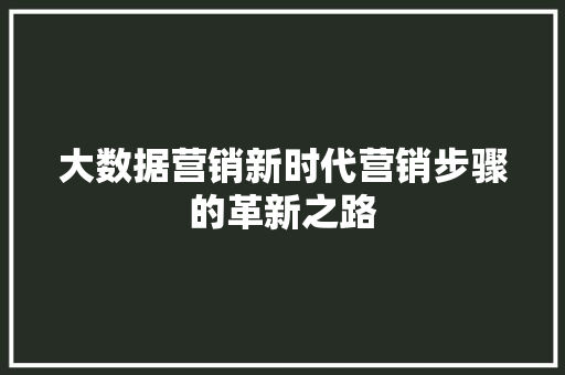 大数据营销新时代营销步骤的革新之路