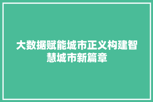 大数据赋能城市正义构建智慧城市新篇章