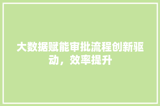 大数据赋能审批流程创新驱动，效率提升