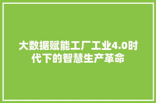 大数据赋能工厂工业4.0时代下的智慧生产革命