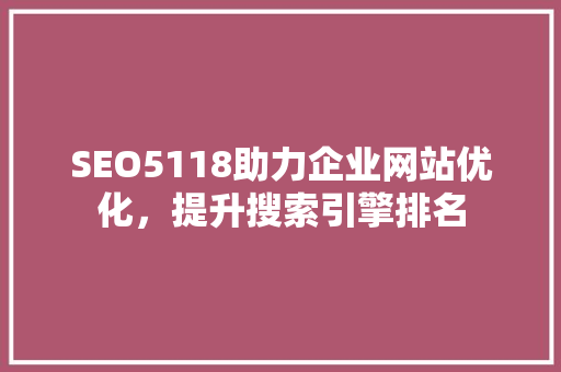 SEO5118助力企业网站优化，提升搜索引擎排名 后端技术