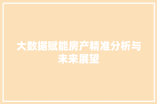 大数据赋能房产精准分析与未来展望
