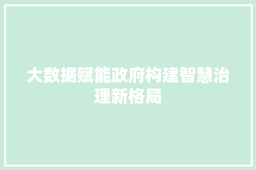 大数据赋能政府构建智慧治理新格局