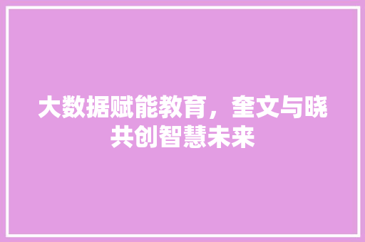 大数据赋能教育，奎文与晓共创智慧未来