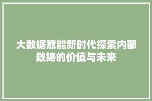 大数据赋能新时代探索内部数据的价值与未来