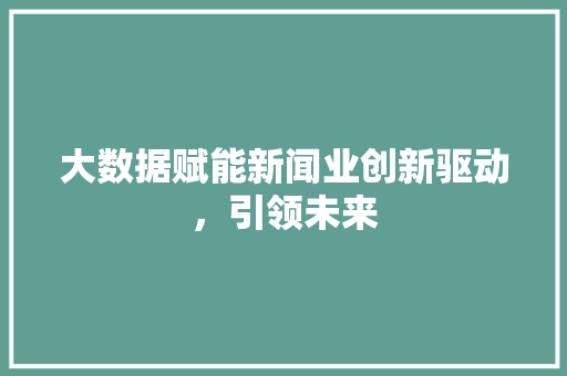 大数据赋能新闻业创新驱动，引领未来