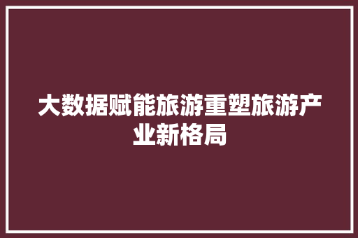大数据赋能旅游重塑旅游产业新格局
