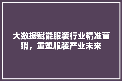 大数据赋能服装行业精准营销，重塑服装产业未来