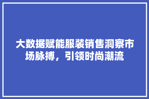大数据赋能服装销售洞察市场脉搏，引领时尚潮流