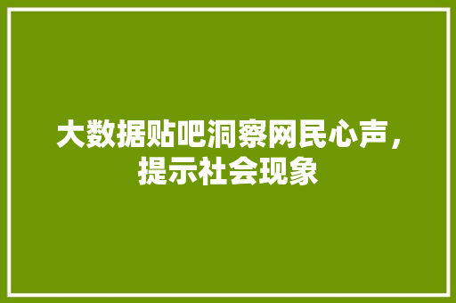 大数据贴吧洞察网民心声，提示社会现象