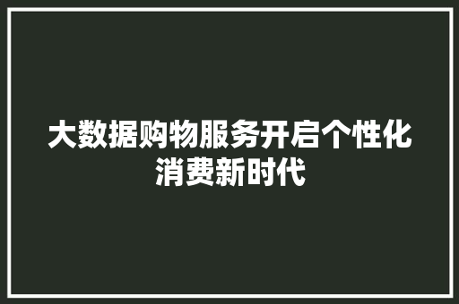大数据购物服务开启个性化消费新时代