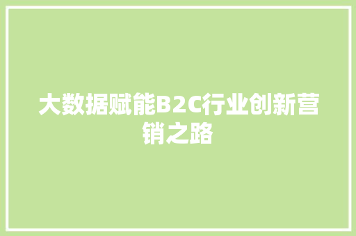 大数据赋能B2C行业创新营销之路