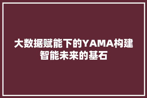 大数据赋能下的YAMA构建智能未来的基石