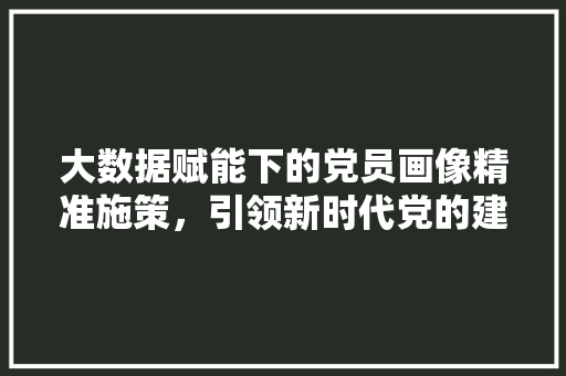 大数据赋能下的党员画像精准施策，引领新时代党的建设