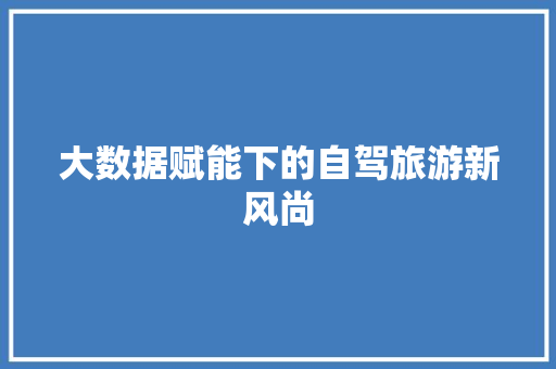 大数据赋能下的自驾旅游新风尚