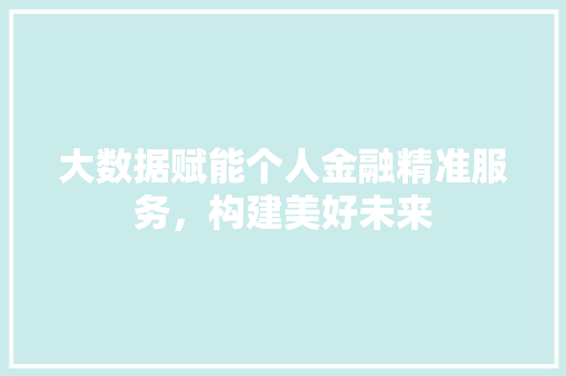 大数据赋能个人金融精准服务，构建美好未来
