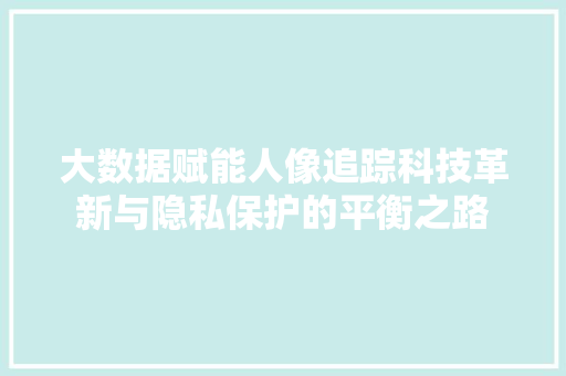 大数据赋能人像追踪科技革新与隐私保护的平衡之路
