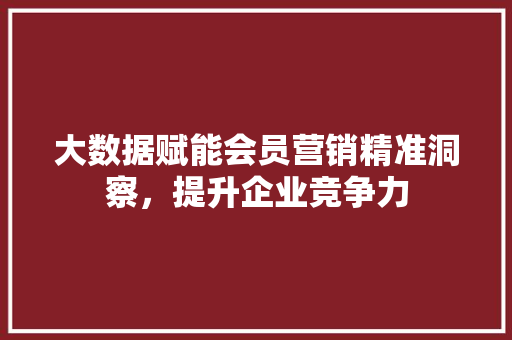 大数据赋能会员营销精准洞察，提升企业竞争力