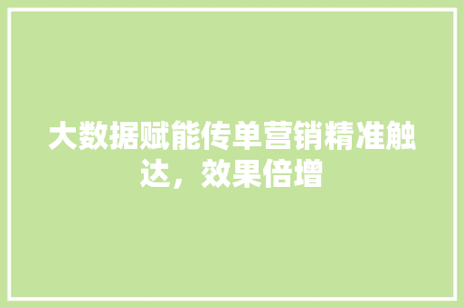 大数据赋能传单营销精准触达，效果倍增