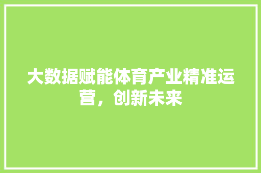 大数据赋能体育产业精准运营，创新未来
