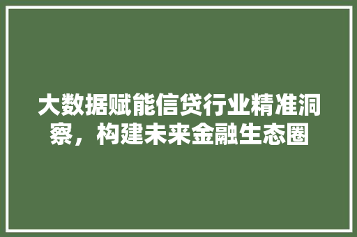 大数据赋能信贷行业精准洞察，构建未来金融生态圈