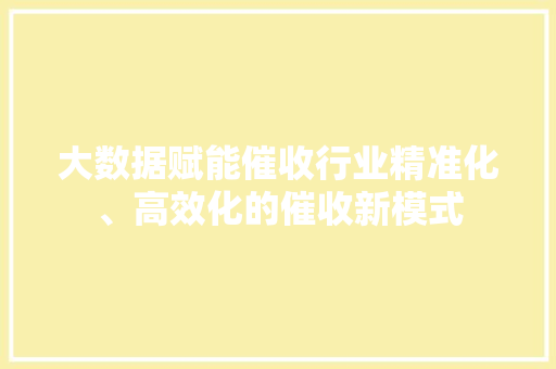 大数据赋能催收行业精准化、高效化的催收新模式