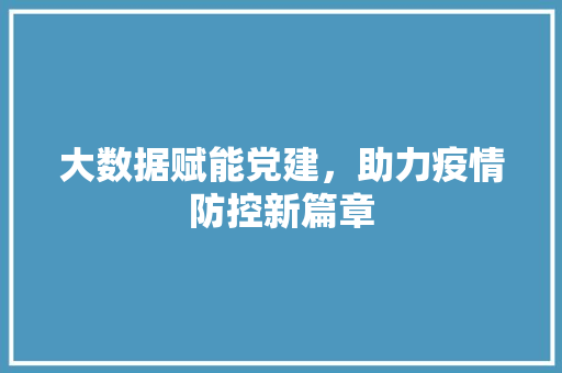 大数据赋能党建，助力疫情防控新篇章