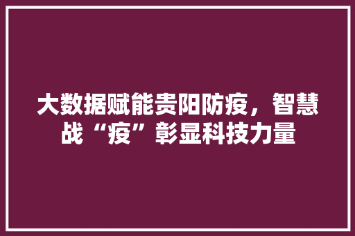 大数据赋能贵阳防疫，智慧战“疫”彰显科技力量