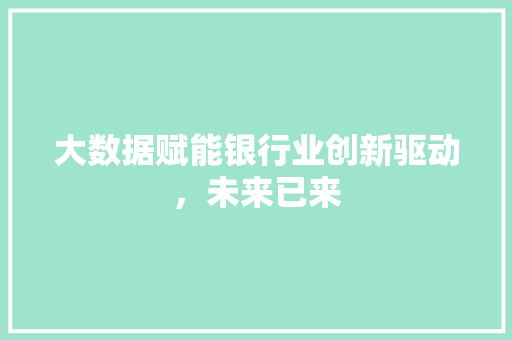 大数据赋能银行业创新驱动，未来已来
