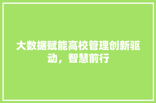 大数据赋能高校管理创新驱动，智慧前行