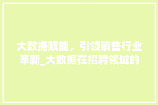 大数据赋能，引领销售行业革新_大数据在招聘领域的应用