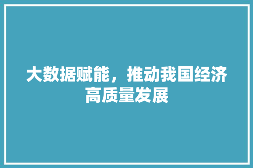 大数据赋能，推动我国经济高质量发展