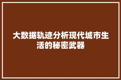 大数据轨迹分析现代城市生活的秘密武器